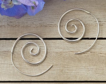 Spiral Swirl Sterling Silver Hoop Earrings - Made to Order