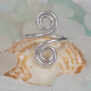 Sterling Silver Spiral Adjustable Spiral Swirly Toe Ring Handmade