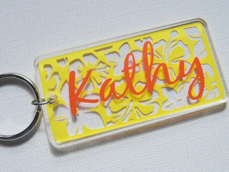 personalized paw print acrylic keychain 3 rectangle with