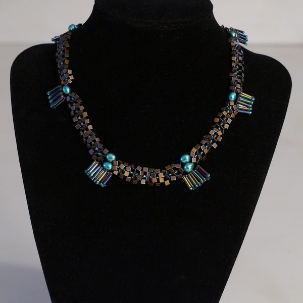 Freshwater Teal Pearl and Glass Bead Necklace-One Of A Kind