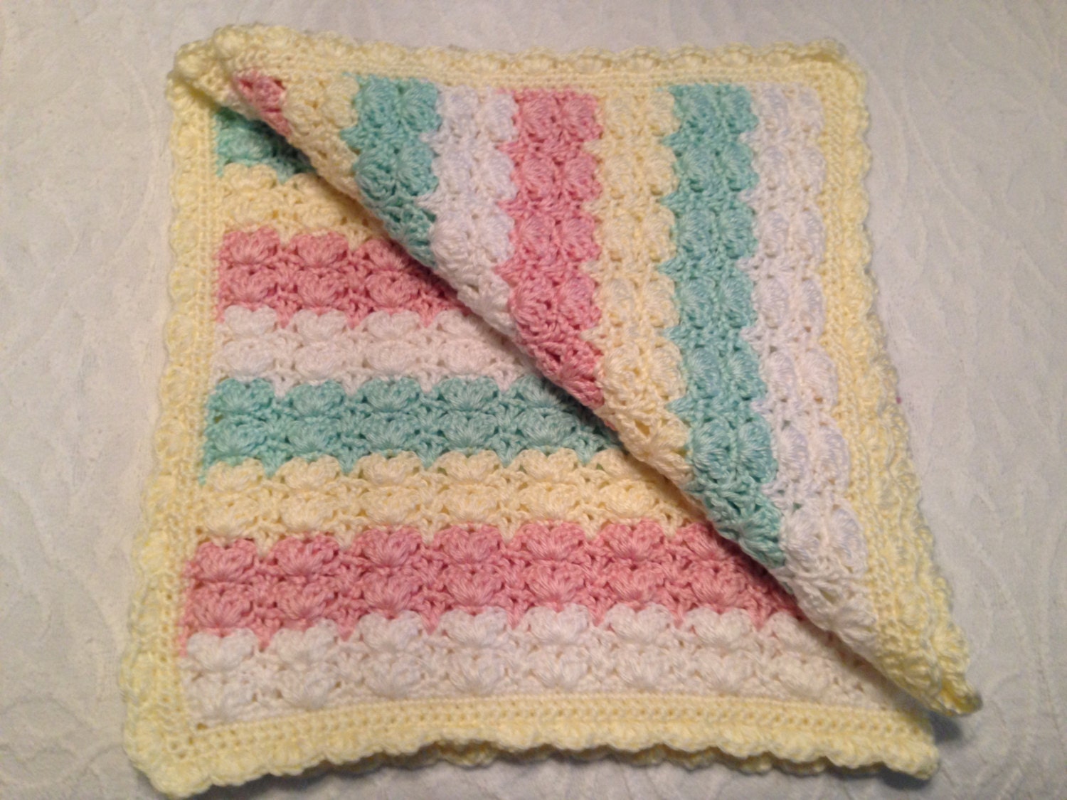 Handmade Crochet Candy Stripe Baby Afghan Blanket Perfect Etsy