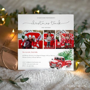 Holiday Mini Session Template, Christmas Truck, Holiday, Session, Marketing, Board, Photography, Photoshop, DIY #Y22-MB9-PSD