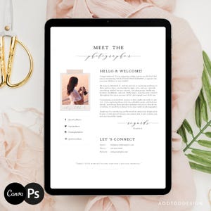 Photographer About Me Template, About Me Page, Photography Marketing, Personal Branding, About Me Bio, Photoshop, PSD, CANVA #M2-PSD+