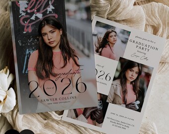 Graduation Announcement Template, Senior Card Template, Senior Graduation Announcement For Photography, Photoshop, PSD, CANVA #Y24SG22-PSD+