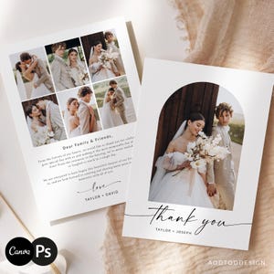 Sjabloon fotobedankkaart, nieuw begin, bedankkaart bruiloft, bedankkaart bruid, fotografie, Photoshop, PSD, CANVA #Y21T9-PSD+