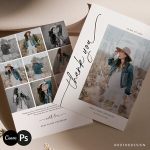 Graduierung Danke Kartenvorlage, Senior Karte, Senior Graduierung Ankündigung für Fotografie, Photoshop, PSD, CANVA #Y24SG4-PSD +