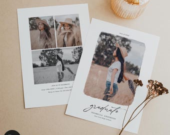 Modelo minimalista de convite de formatura, cartão de formatura, convite de formatura para fotografia, Photoshop, PSD #Y22SG29-PSD