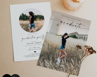 Graduation Announcement Template, Graduation Card, Senior Graduation Announcement For Photography, Photoshop, PSD, CANVA #Y22SG8-PSD+