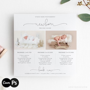 Photography Pricing Guide Template | Photographer Price List and Packages | Photo Price Sheet | PSD and Canva #NM10-PSD+
