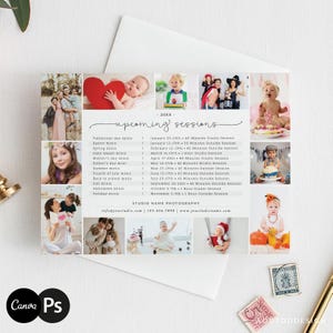 Upcoming Sessions Photography Template, Mini Session Marketing Card Template, Mini Sessions Calendar, Photoshop, PSD, CANVA #Y24MB8-PSD+