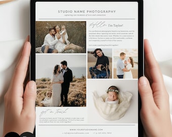 Photographer About Me Template, Editable Bio Flyer, Canva & Photoshop Marketing Page #Y25M2-PSD+