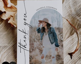 Graduation Thank You Card Template, Senior Card, Senior Graduation Announcement For Photography, Photoshop, PSD, CANVA #Y22-SG13-PSD+