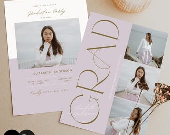 Modelo de convite de formatura, cartão de formatura, convite de formatura do último ano para fotografia, Photoshop, PSD, CANVA #Y24-SG15-PSD
