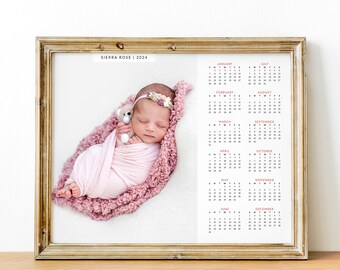 8x10 | 2024 Calendar Template, Happy Girls, New, Calendar, Marketing, Board, Blog, Photography, Photoshop, PSD #Y24-C4-PSD