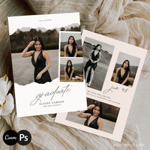 Modèle de faire-part senior, modèle de carte senior, faire-part de fin d'études senior pour la photographie, Photoshop, PSD, CANVA #Y24-SG8-PSD+
