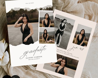 Senior Announcement Template, Senior Card Template, Senior Graduation Announcement For Photography, Photoshop, PSD, CANVA #Y24SG8-PSD+