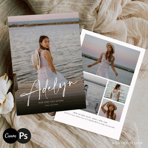 Plantilla de anuncio de graduación, tarjeta de graduación con foto (Canva, Photoshop) #Y24SG26-PSD+