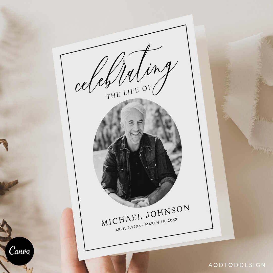 Elegant Funeral Program Template, Canva Celebration of Life Program ...