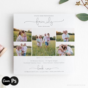 Family Mini Session Template | Family Photography Marketing Flyer | Family Photo Promo | PSD & Canva Template #Y20MB18-PSD+