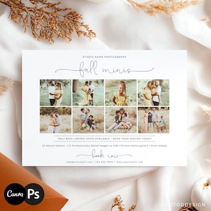 Fall Mini Session Photography Template, Editable Booking Photo Card & Flyer, Canva and Photoshop PSD Template #Y20MB25