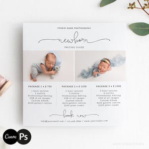 Photography Pricing Guide Template, Photographer Price List, Editable Photo Packages Canva & PSD #NM10-PSD+