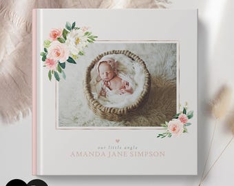 12x12 Baby Photo Album Template, Newborn Album, Canva Photoshop PSD, DIY #A001-PSD+
