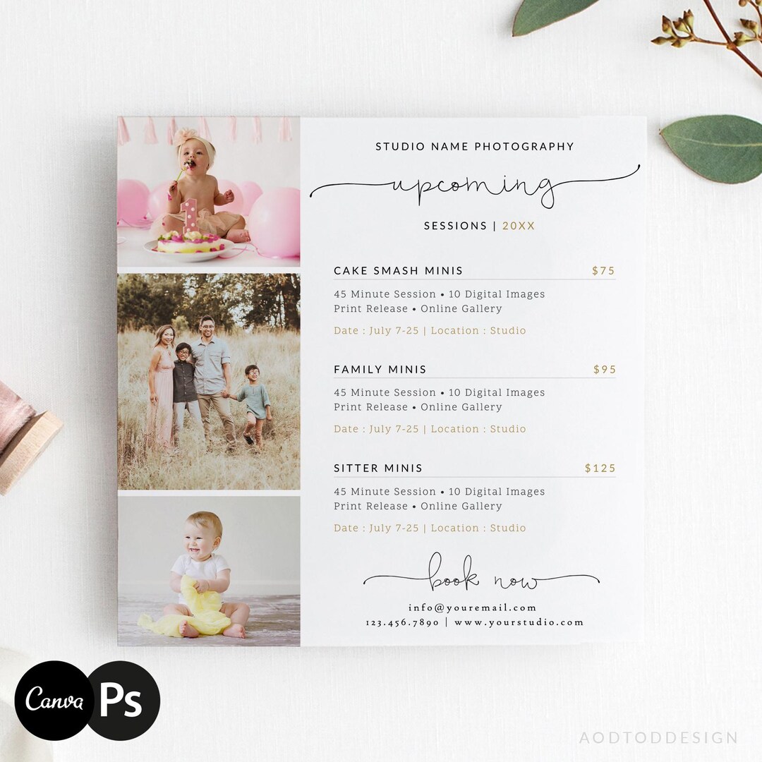 Upcoming Sessions Photography Template, Mini Session Marketing Card ...