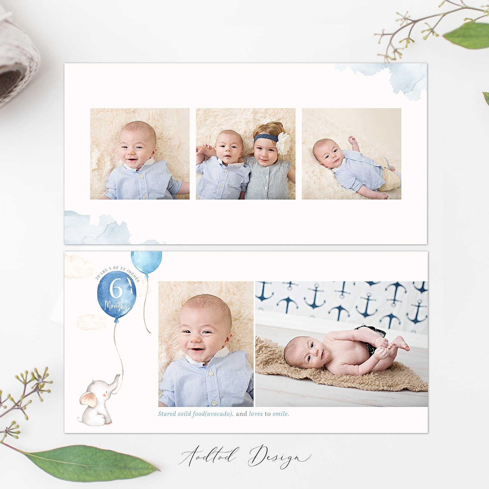 12x12 Baby Photo Book Template Baby's First Year New Etsy