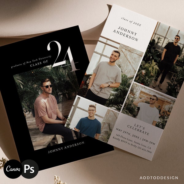 Graduation Announcement Template, Senior Card,Senior Graduation Announcement For Photography, Photoshop, PSD, CANVA #Y24-SG9-PSD+