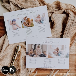 Photography Price List, Pricing Guide, Marketing Template, Newborn Pricing Template, Price List, Guide, PSD, CANVA #NM016-PSD+