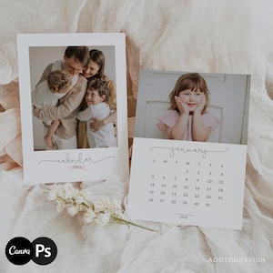 5x7 | 2025 Calendar Template, With Family, New, Calendar, Template, Board, Card, Photography, Photoshop, PSD, CANVA #Y24-C1-PSD+