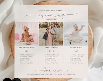 Editable Upcoming Sessions Template, Photography Mini Session Marketing Card, Canva and Photoshop PSD  #Y20MB82-PSD+