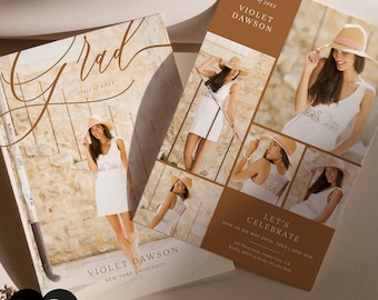 Minimalist Graduation Announcement Template, Graduation Invite, Senior Graduation Card For Photography, Photoshop, PSD, CANVA #Y24SG21-PSD+