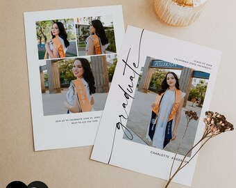Graduation Announcement Template, Senior Card Template, Senior Graduation Announcement For Photography, Photoshop, PSD, CANVA #Y22SG41-PSD+