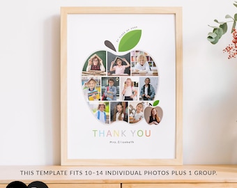 School Photo Collage Template: Teacher Gift, Class Memory (PSD, Canva)