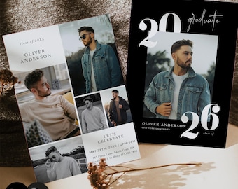 Graduation Announcement Template, Graduation Card, Senior Graduation Announcement For Photography, Photoshop, PSD, CANVA #Y25SG3-PSD+