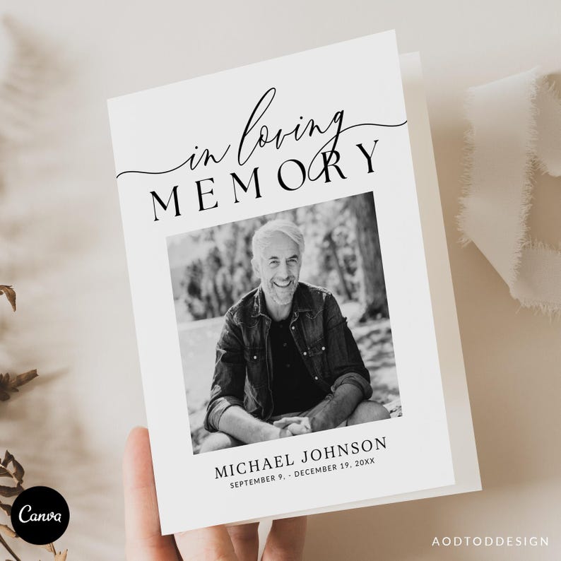 Elegant Funeral Program Template: Canva Celebration of Life (digital ...