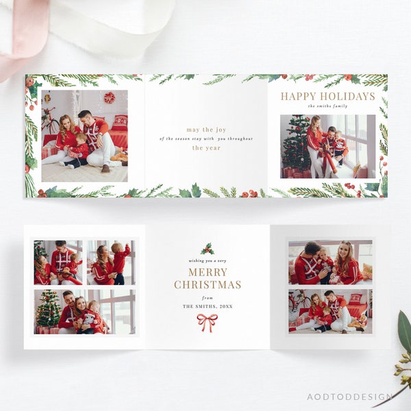 5x5 Trifold Design Christmas Card Photography Template, Holiday Card  Photography Template, Photoshop , DIY PSD #HD24-PSD
