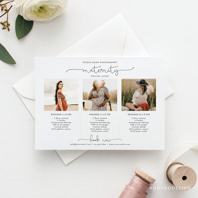 Maternity Photography Pricing Template Price Guide List for Etsy