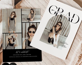 Minimalist Graduation Announcement Template, Senior Card, Senior Graduation Card For Photography, Photoshop, PSD, CANVA #Y24SG1-PSD+