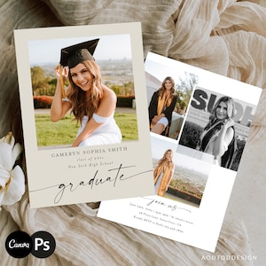 Graduation Announcement Template, Senior Card Template, Senior Graduation Announcement For Photography, Photoshop, PSD, CANVA #Y22-SG16-PSD+