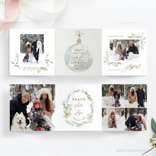 5x5 Trifold Design Christmas Card Photography Template, Holiday Card  Photography Template, Photoshop , DIY PSD #Y20-HD88-PSD