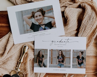 Graduation Announcement Template, Senior Photo Card, Canva Photoshop PSD (Digital Download) #Y24SG6-PSD+