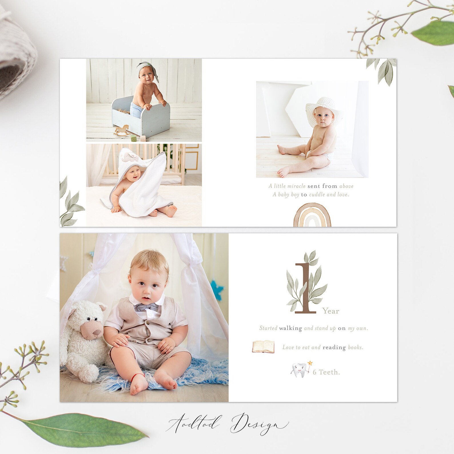 Newborn Boy Photo Album Template Baby's First Year Photo Etsy