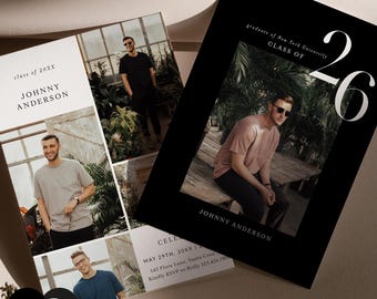 Graduation Announcement Template, Senior Photo Card, Editable Canva and Photoshop PSD #Y24SG9-PSD+