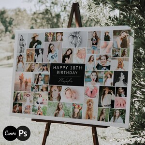 36x24 Photo Collage Template for 47 Photos, Poster Collage Template, Memorial & Funeral Photo Board, Photoshop, PSD, CANVA #Y24BB10-PSD+