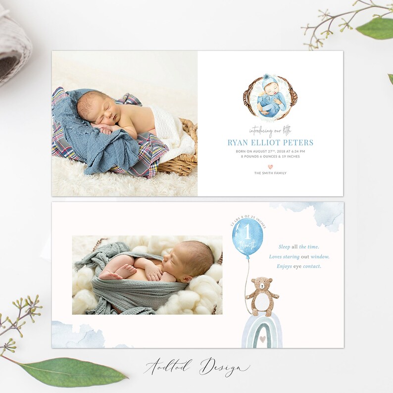 Newborn Boy Photo Album Template Baby's First Year Photo Etsy