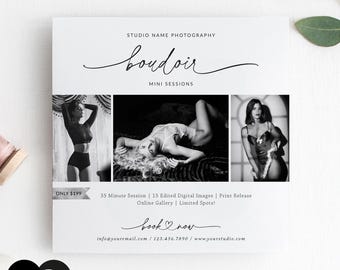 Mall för mini-boudoirsessioner, boudoirmarknadsföring, boudoirmall, redigerbar boudoir, fotografi, Photoshop, PSD, CANVA #Y24M3-PSD+