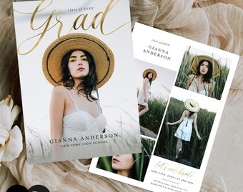 Graduation Announcement Template, Senior Card,Senior Graduation Announcement For Photography, Photoshop, PSD, CANVA #Y24SG24-PSD+