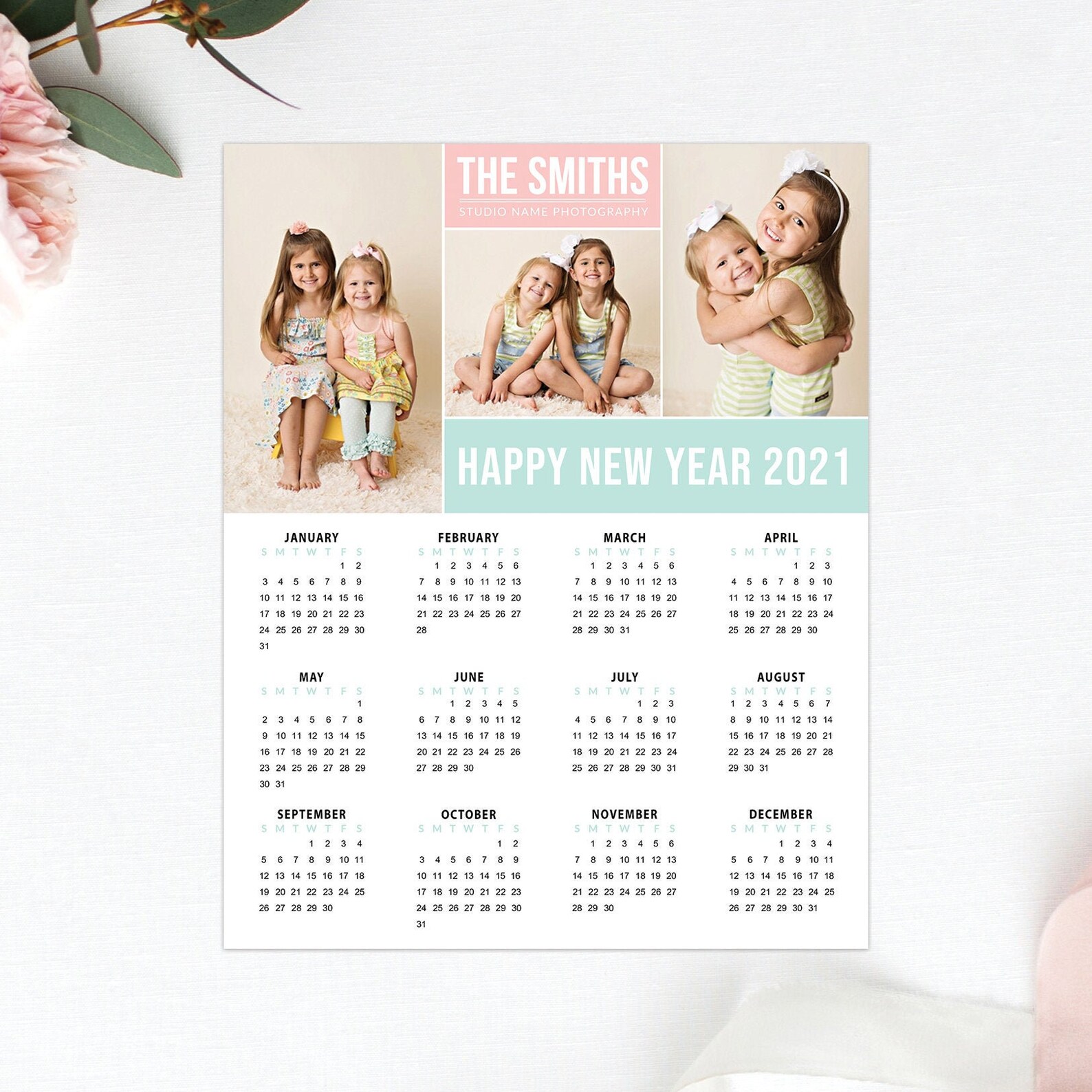 8x10 2021 Calendar Template Cute Girls Calendar Board Etsy